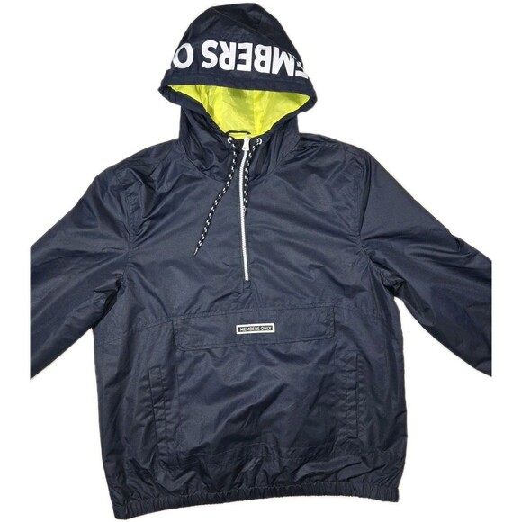 Members Only Sport Windbreaker Hooded Jacket Half Zip Pullover Blue Mens Large - Picture 1 of 16